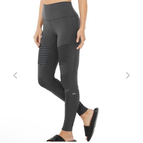 ALO Yoga Charcoal gray Ribbed moto Leggings size xxs - Picture 2 of 9